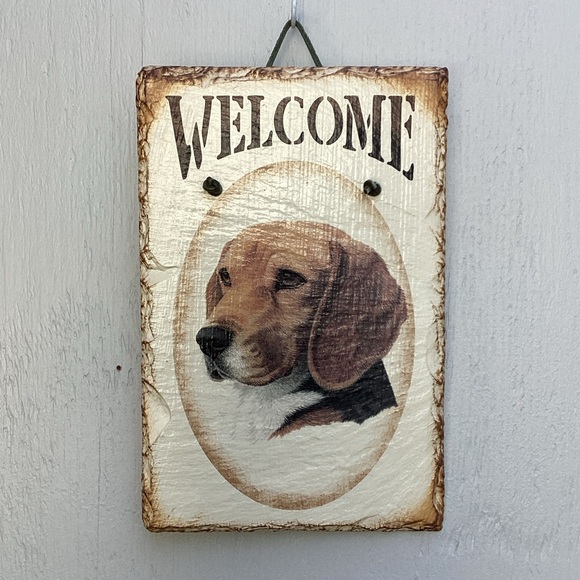 Other - Beagle Lovers! Vintage “Beagle” Welcome Hanging Sign on Slate. 12 x 8 inches.